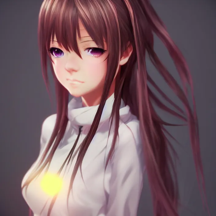 Image similar to a potrait of anime girl, my dress up darling anime, fine details, night setting, realistic shaded lighting, unreal engine 5, radiant light, detailed and intricate environment
