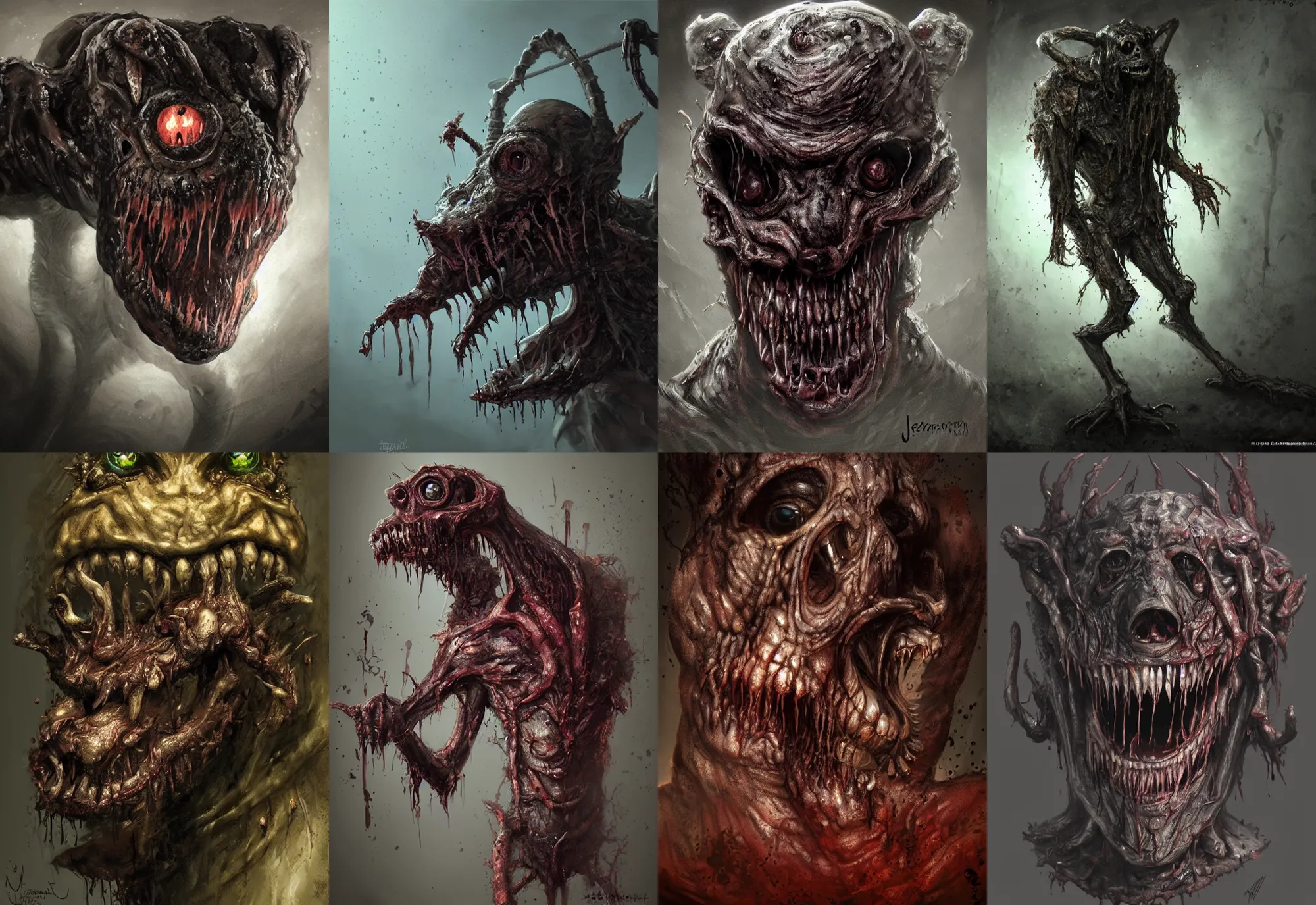 creature bust, horror, concept art, doom 3