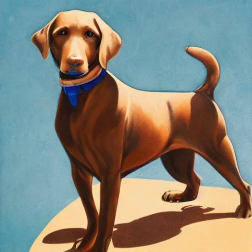 Image similar to a brown dog at the water park, art deco style