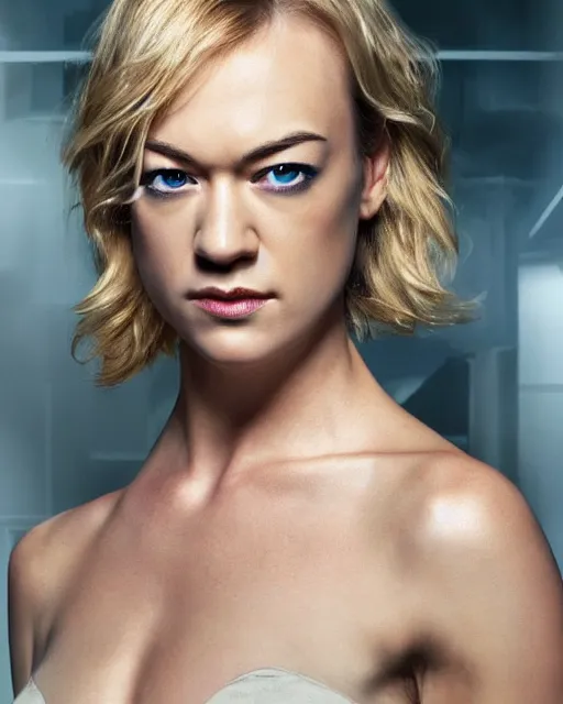 Prompt: yvonne strahovski, full shot, very anime, digital art, ambient lighting, perfect composition, dynamic lighting, detailed face, very extremely detailed blue eyes, smooth shading