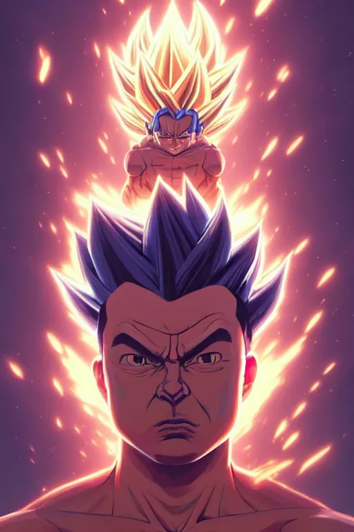 Image similar to a highly detailed beautiful portrait of Viktor Orban reaching super saiyan level 3, highly detailed, 2d game fanart behance hd by Jesper Ejsing, by RHADS, Makoto Shinkaih and Lois van baarle, ilya kuvshinov, rossdraws global illumination, cinematic, hyper-realistic, depth of field, coherent, high definition, 8k resolution octane renderer, artstation