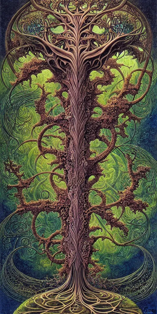 Image similar to tree of life by roger dean and andrew ferez, art forms of nature by ernst haeckel, divine chaos engine, symbolist, visionary, art nouveau, botanical fractal structures, organic, detailed, realistic, surreality