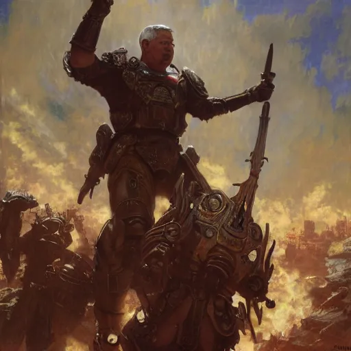 Prompt: Andres Manuel Lopez Obrador Doom Slayer by gaston bussiere, craig mullins, Simon Bisley