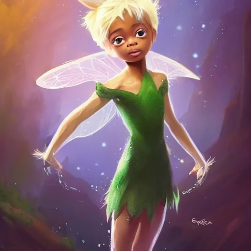 Prompt: !dream Skai Jackson as Tinkerbell,brown eyes,detailed, 8k hd,by rossdraws and greg rutkowski,in the style of a Instagram profile picture