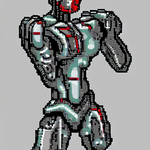 Image similar to cyborg by pixel art