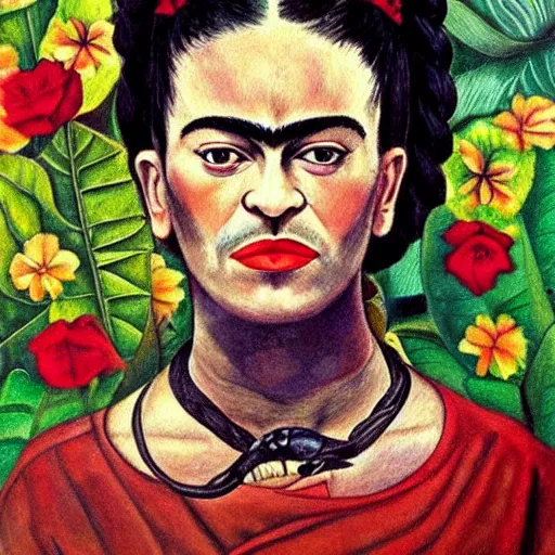 Image similar to beautiful frida kahlo painting of x - files