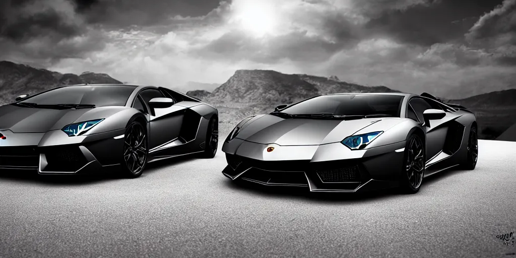 Image similar to Black Color Of A Lamborghini Aventador, unreal 5, hyperrealistic, realistic, photorealistic, dynamic lighting, highly detailed, cinematic landscape, studio landscape, studio lighting