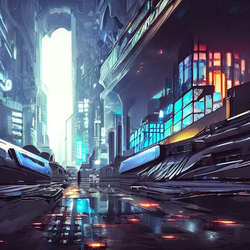 Prompt: a futuristic city underground, cyberpunk, empty, artstation, epic composition