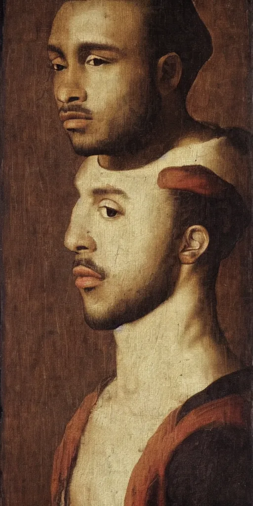 Image similar to renaissance era painting of frank ocean