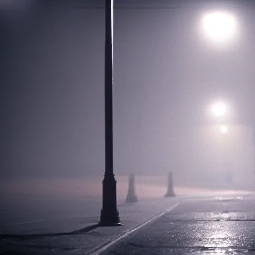 Image similar to a lonely duck under a street light, fog, still from a movie by bong joon - ho