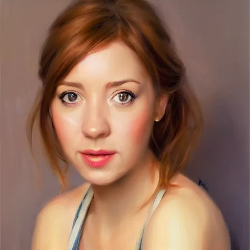 Image similar to lily aldrin, realistic, painting by vladimir volegov, trending on artstation, realistic, photorealistic, real