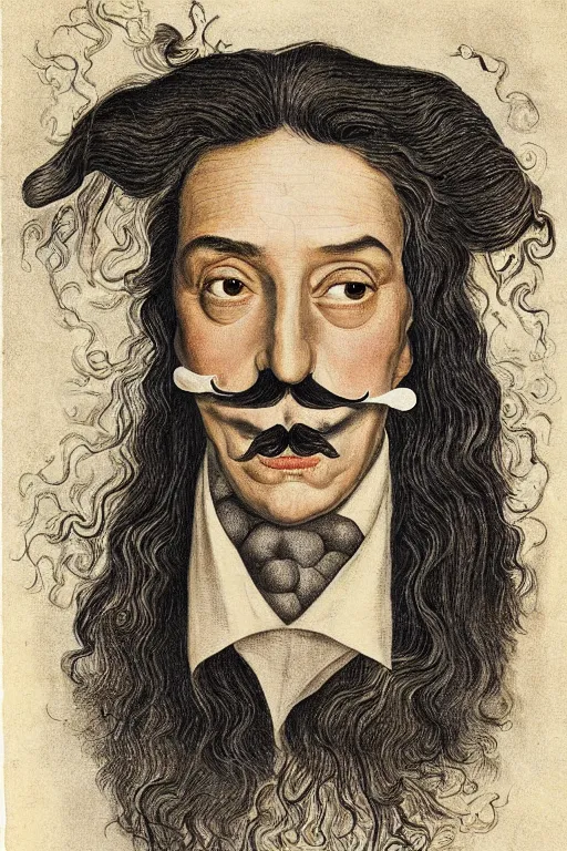 Image similar to salvadore dali mustache, by maria sibylla merian