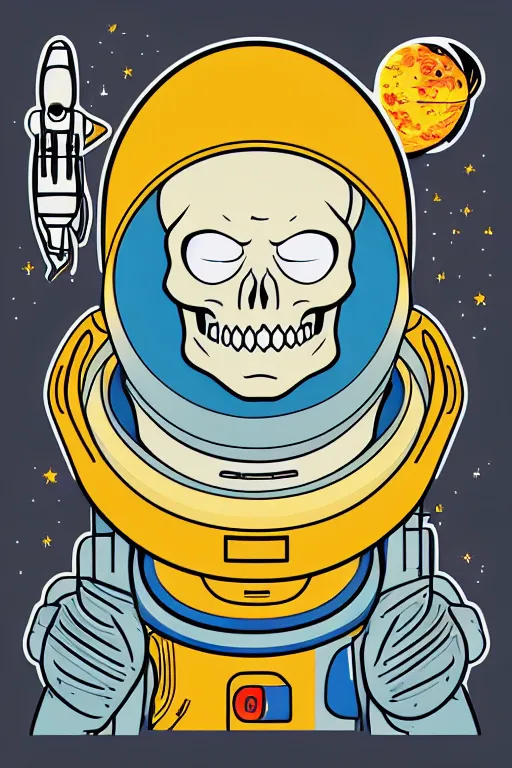 Prompt: portrait of a astronaut skeletor, sticker, colorful, illustration, highly detailed, simple, smooth and clean vector curves, no jagged lines, vector art, smooth