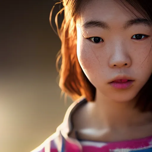 Prompt: stunning beautiful portrait photography of a face detailing cute Japanese high school girl from national geographic magazine award winning, dramatic lighting, taken with Sony alpha 9, sigma art lens, medium-shot