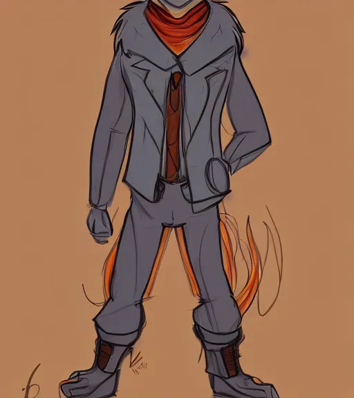 Prompt: expressive stylized master furry artist digital line art painting full body portrait character study of the anthro male anthropomorphic fox fursona animal person wearing clothes by master furry artist blotch