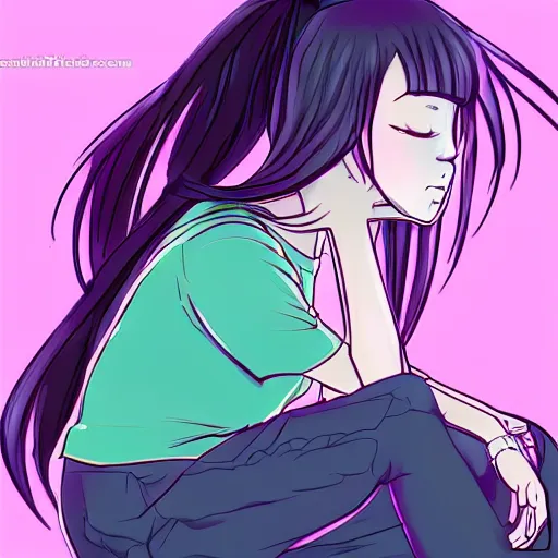 Anime Girl Sleeping Black Hair School Uniform White Flowers Anime Matte  Finish Poster Paper Print  Animation  Cartoons posters in India  Buy  art film design movie music nature and educational