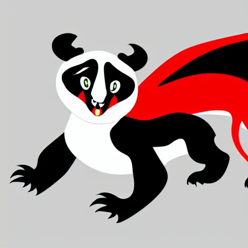 Image similar to vector art of welsh dragon and panda mixed, intercrossed, chimera, welsh flag, adobe illustrator