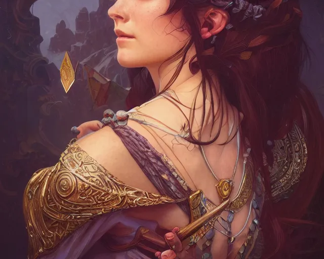 Image similar to photography of anni albers, deep focus, d & d, fantasy, intricate, elegant, highly detailed, digital painting, artstation, concept art, matte, sharp focus, illustration, hearthstone, art by artgerm and greg rutkowski and alphonse mucha