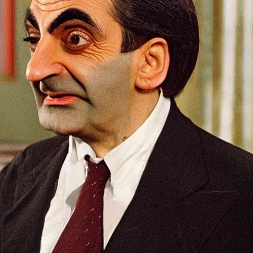 Prompt: Mister Bean as the Queen of the United Kingdom