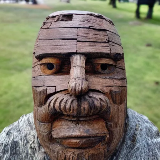 Prompt: a man made as wood