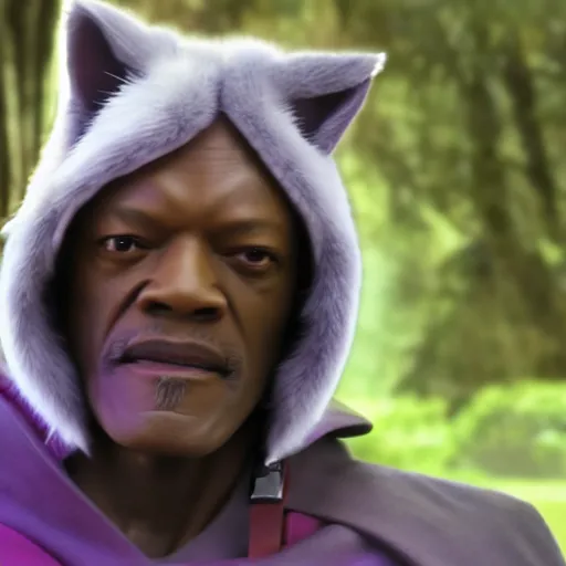 Image similar to mace windu from star wars fighting a with dressed as a furry, 4 k, hyper realistic, dslr, high resolution, landscape, beautiful