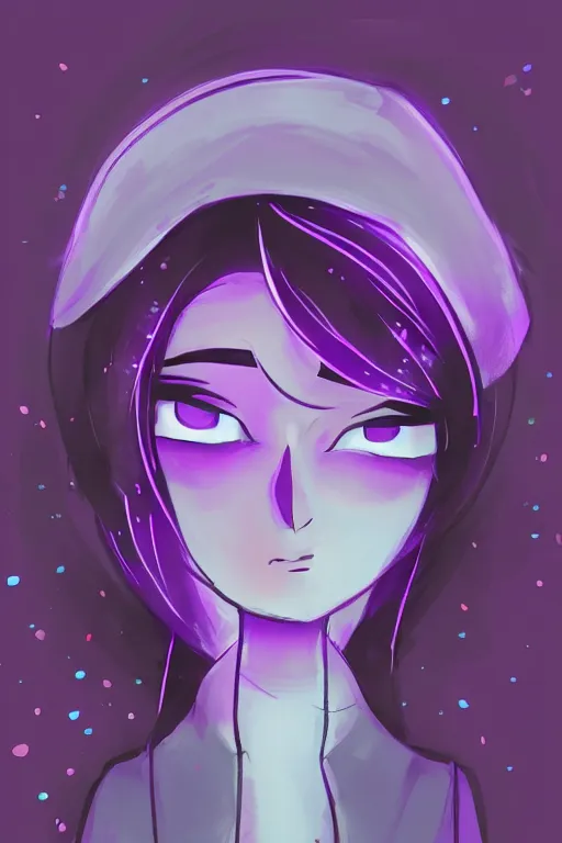 Prompt: digital drawing of JaidenAnimations\'s cartoon avatar, abstract purple lighting, intricate, elegant, somber, somewhat detailed, digital painting, cartoon, smooth, sharp focus, illustration