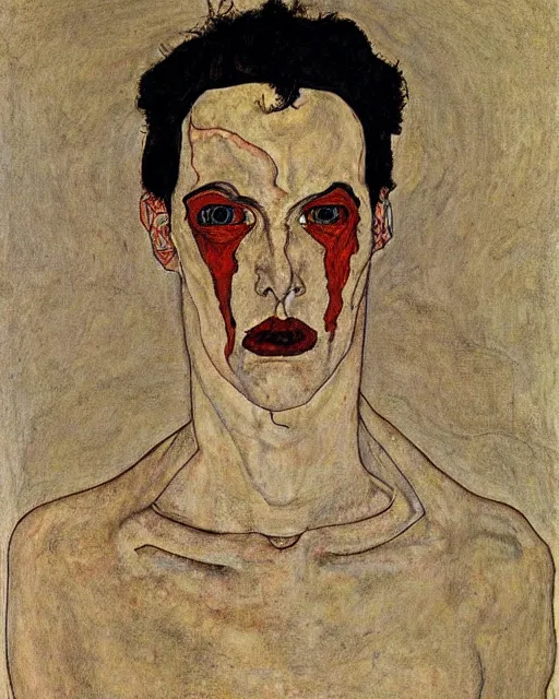 Prompt: portrait of the devil by egon schiele