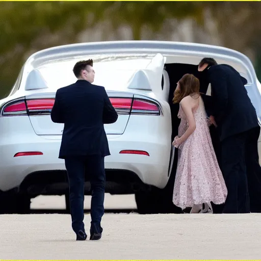 Prompt: emma watson and elon musk kissing at the funeral 4k photography