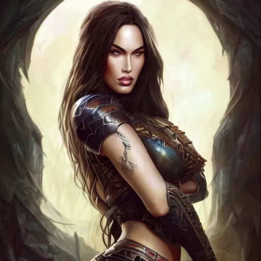 Image similar to megan fox, d & d, fantasy, portrait, highly detailed, digital painting, trending on artstation, concept art, sharp focus, illustration, art by artgerm and greg rutkowski and magali villeneuve