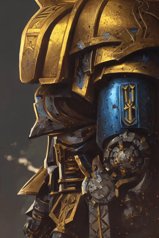 Image similar to armor portrait heros warhammer 4 0 k horus heresy fanart - the primarchs emperor by johannes helgeson animated with vfx concept artist & illustrator global illumination ray tracing hdr fanart arstation zbrush central hardmesh 8 k octane renderer comics stylized