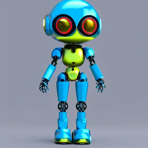 Image similar to cute chibi pvc figure of a robot girl, shiny plastic, energetic, anime, vray