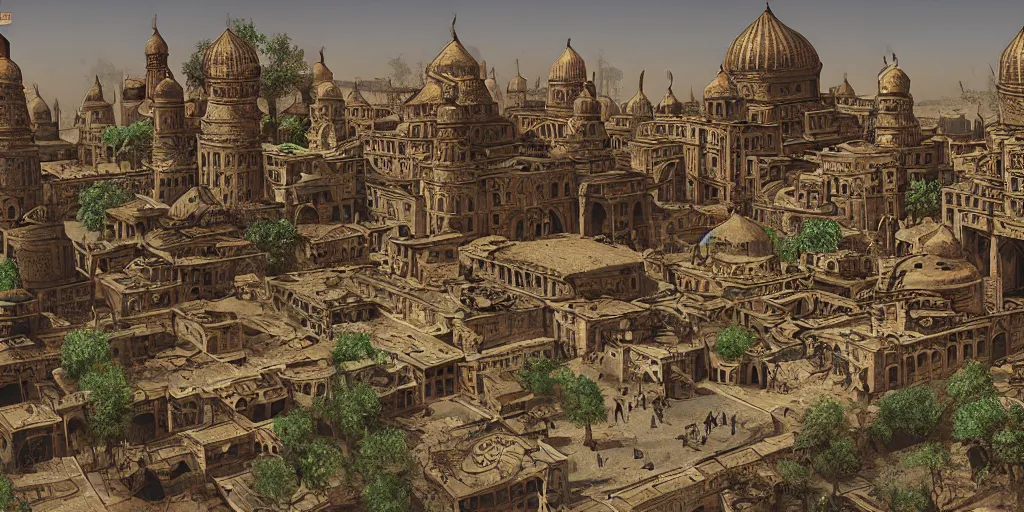 Image similar to old samarkand city, steampunk style, realistic, high detail,