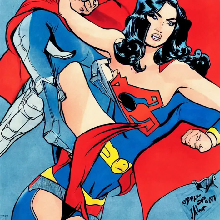 Image similar to megan fox as super girl by jack kirby