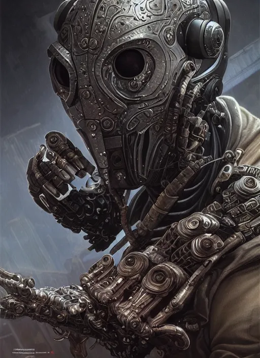 Image similar to cybernetic cyberpunk mf doom reptile eyes, metal skin. intricate, elegant, highly detailed, centered, digital painting, artstation, concept art, smooth, sharp focus, illustration, artgerm, tomasz alen kopera, peter mohrbacher, donato giancola, joseph christian leyendecker, wlop, frank frazetta