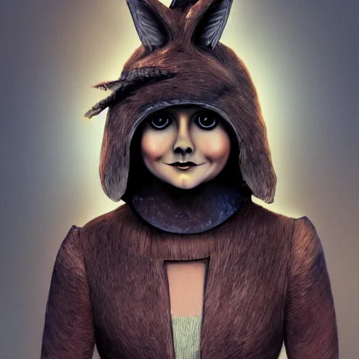 Image similar to a humanoid fox with a face inspired by jenna coleman