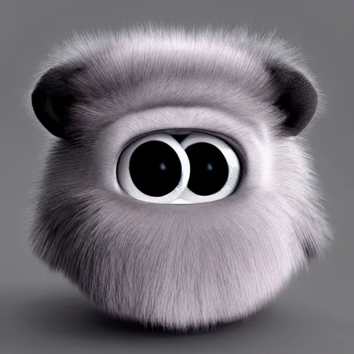 Image similar to small fluffy sad cute monster with big eyes, 3 d, photorealistic, ultra - details
