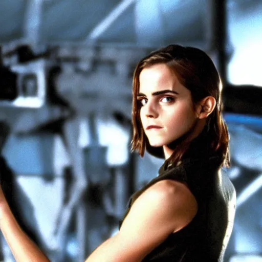 Image similar to still of emma watson in late 1 9 9 0 s terminator tv show