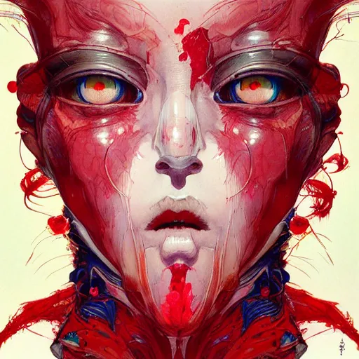 Image similar to prompt : red portrait soft light painted by james jean and katsuhiro otomo and erik jones, inspired by evangeleon anime, smooth face feature, intricate oil painting, high detail illustration, sharp high detail, manga and anime 1 9 9 0