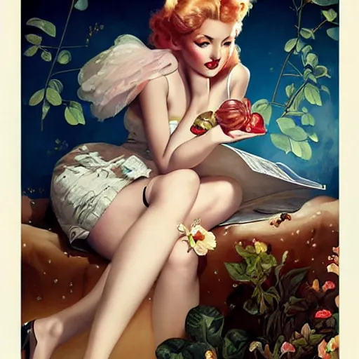 Prompt: a pinup by anna dittmann and gil elvgren.