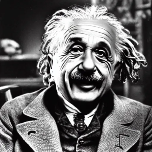 Image similar to albert einstein as willy wonka in gears of war, splash art, movie still, detailed face, photorealistic facial features, cinematic lighting, dramatic, octane render, long lens, shallow depth of field, bokeh, anamorphic lens flare, 8 k, hyper detailed, 3 5 mm film grain