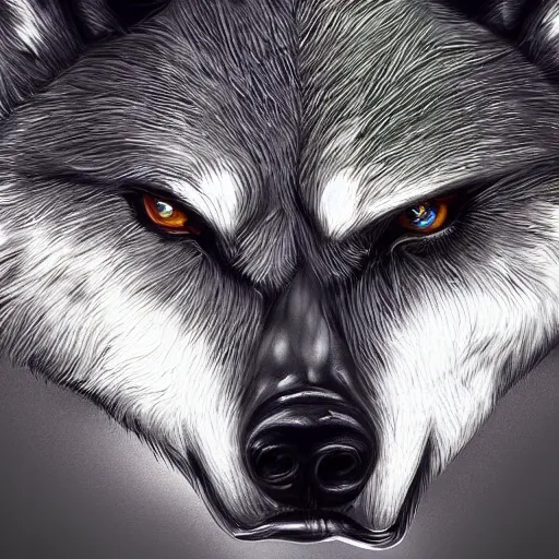 Image similar to alpha wolf head, scarred eye, head, digital art, highly detailed, artstation, digital art