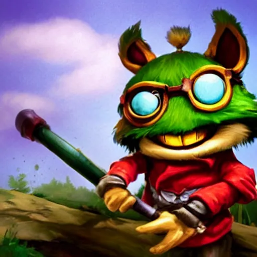 Image similar to still of Teemo from League of Legends in the style of Jim Henson