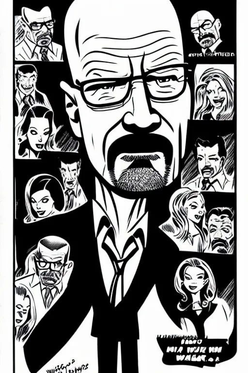 Image similar to walter white, in the style of dan decarlo, as drawn by dan decarlo for archie comics,