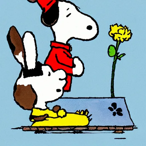 Prompt: illustration of Snoopy in the style of Beatrix Potter Peter Rabbit