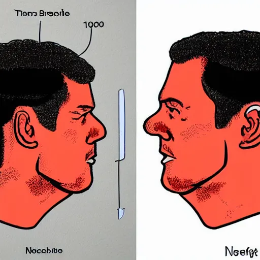 Image similar to a mouth breather compared to a nose breather, side view.