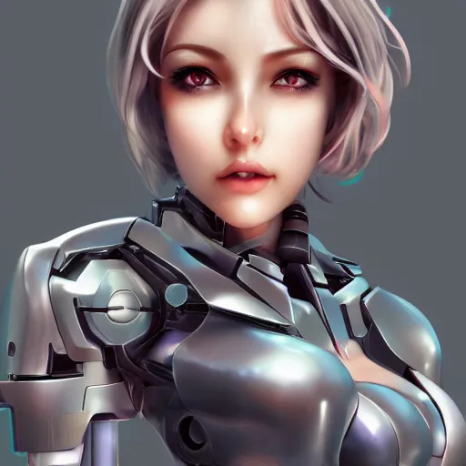 Image similar to heroine, beautiful, female mecha, ultra detailed, digital art, 8 k, hd, character, realistic, portrait, 3 d, hyperrealistic