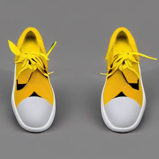 Prompt: A pair of sneakers inspired by In the pokemon zapdos