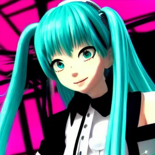 Image similar to a screenshot of hatsune miku in the film pulp fiction ( 2 0 0 1 )