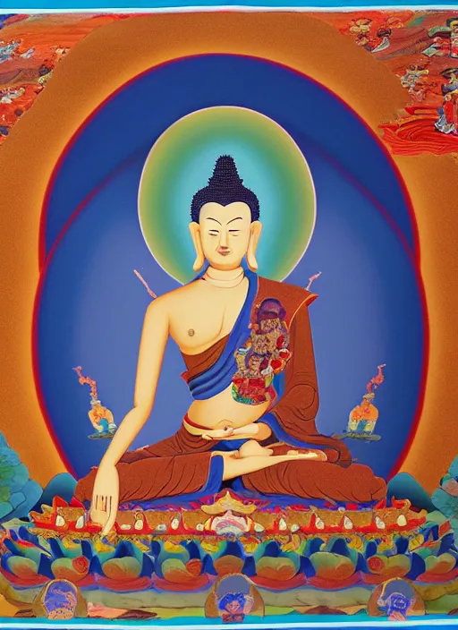 Image similar to a thangka of Medicine Buddha 3D vray