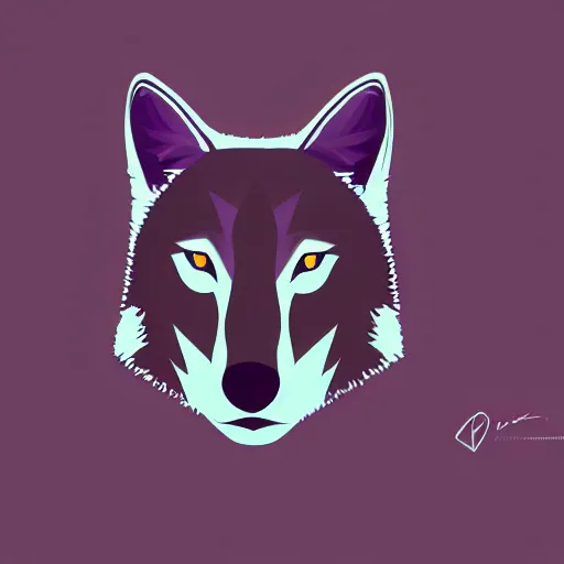 Image similar to silhouette of a wolf, forest background, vectorial art, gradient black to purple, multiple level of backgrounds, trending on artstation